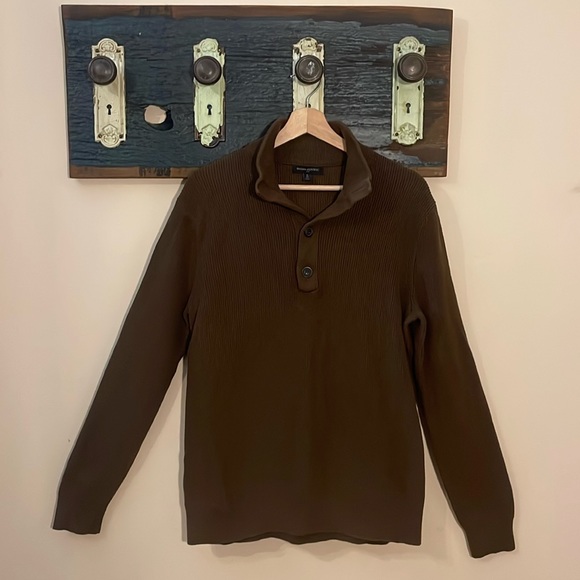 Banana Republic Brown Rib Knit Mock Neck Sweater Size Large - Picture 2 of 13